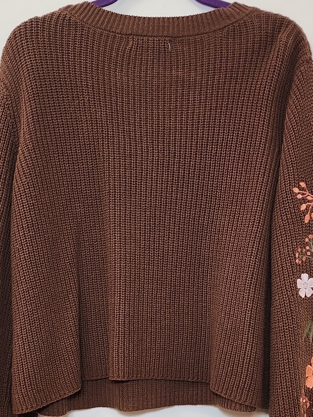 Francesca's Hailee embroidered pullover sweater colorful floral bell Sleeves L - Picture 10 of 14